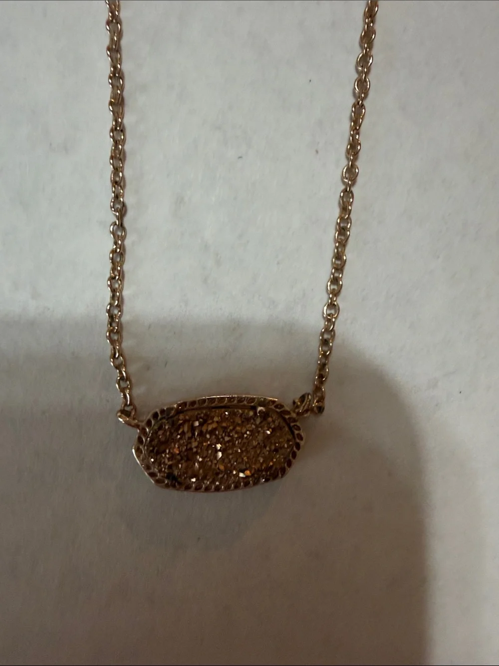 Rose Gold Pavé Oval Pendant Necklace - Women Jewelry